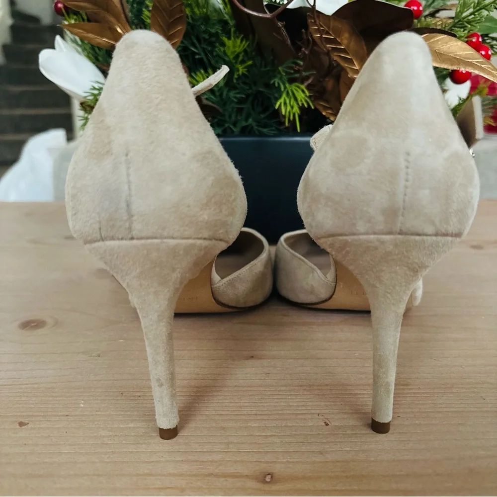 LK Bennett Women’s Cream Suede Heels Stilettos‎ Size 42 or US 11.5 Monet Ankle